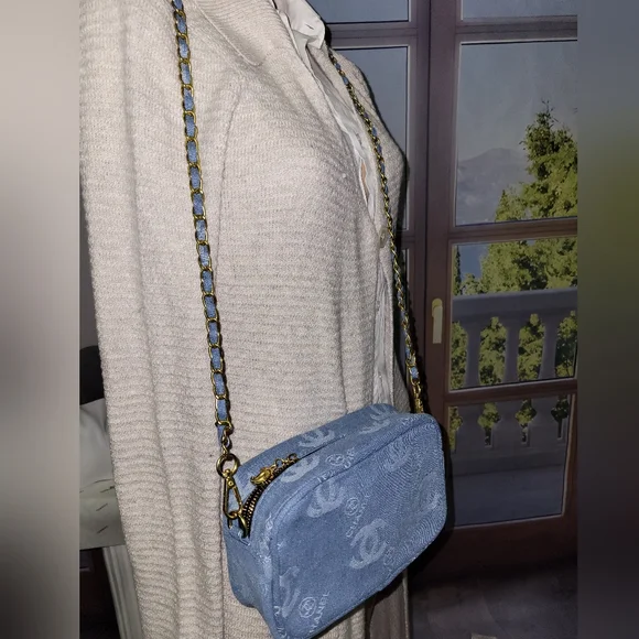 CHANEL Blue Denim Crossbody Bag, New - Picture 5 of 7